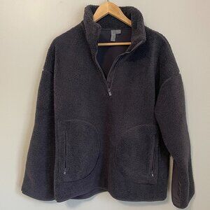 Sweaty Betty Grey Fleece Quarter-zip Jacket